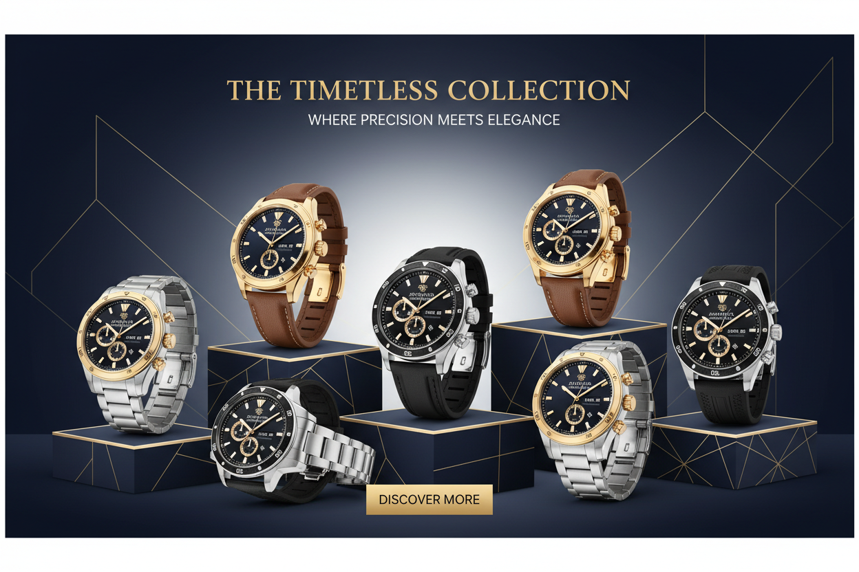 create me a banner for watch colloction in good look